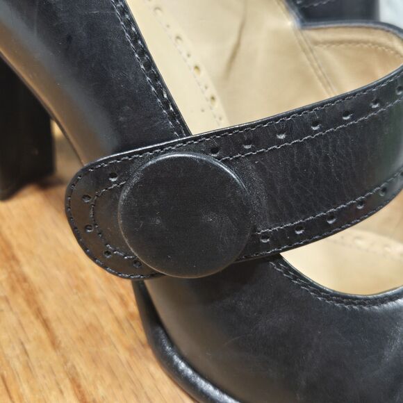 Antonio Melani Womens Size 7.5M Black Leather Stretch Buckle Block Heels Pumps - Picture 5 of 9